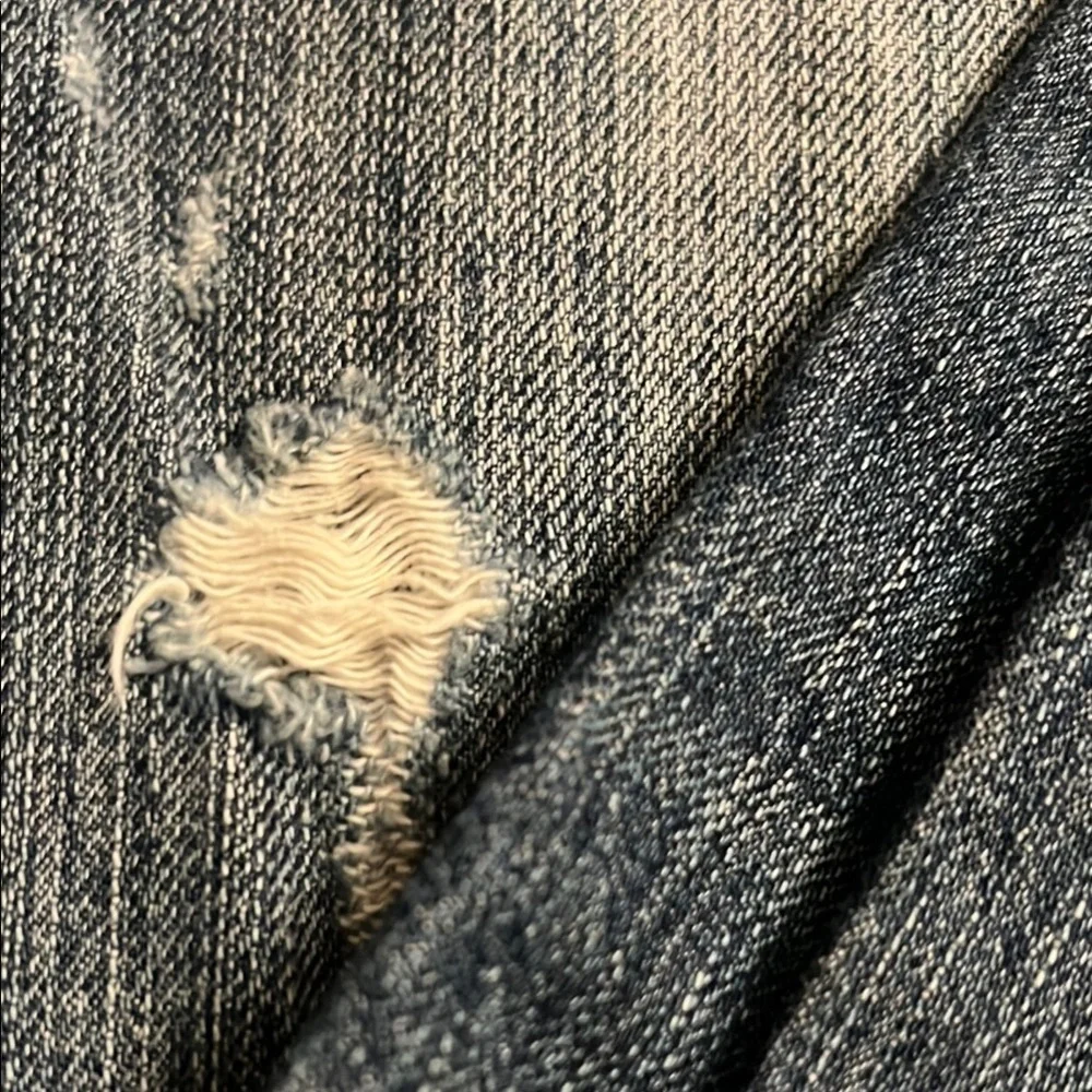 Abercrombie & Fitch Blue Straight Leg Jeans with Distressed Details 335